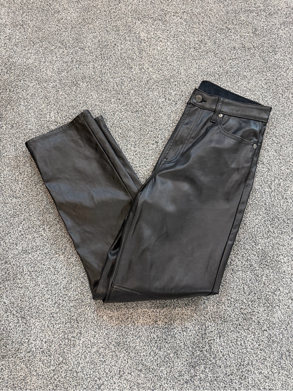 GAP Black Straight-Leg Faux Leather Pants